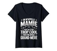 Femme T Shirt Mamie Theme Fete des Grands-Meres On m'appelle Mamie T-Shirt avec Col en V