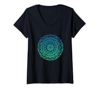 Femme T-shirt Mantra Mandala Ala, Love Life Retro T-Shirt avec Col en V