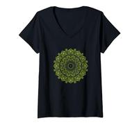 Femme T-shirt Mantra Mandala Ala, Love Life Retro T-Shirt avec Col en V
