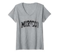 Femme T-Shirt Maroc Vintage - Souvenir de Voyage Marocain Rétro T-Shirt avec Col en V