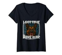 Femme T-Shirt mème I Got That Dawg in Me German Shepherd T-Shirt T-Shirt avec Col en V