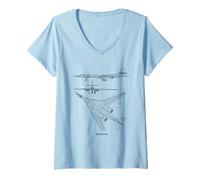 Femme T-Shirt Militaire Tupolev Tu-160 Pilot Gifts USAF T-Shirt avec Col en V