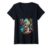 Femme t-Shirt Mon Super-héros est Jésus, Chemise Foi Amour Dieu T-Shirt avec Col en V