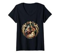 Femme t-Shirt Mon Super-héros est Jésus, Chemise Foi Amour Dieu T-Shirt avec Col en V