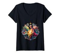 Femme t-Shirt Mon Super-héros est Jésus, Chemise Foi Amour Dieu T-Shirt avec Col en V