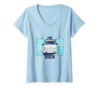 Femme T-shirt mural de Berlin, 1989 chute du mur, voiture Trabant. T-Shirt avec Col en V