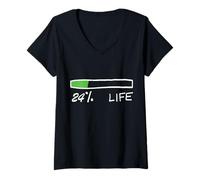 Femme T-shirt NAS DAILY 24% LIFE T-Shirt avec Col en V