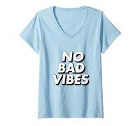 Femme T-Shirt No Bad Vibes pour Hommes, Femmes et Enfants T-Shirt avec Col en V