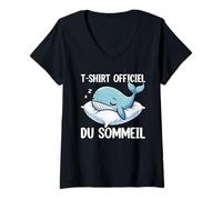 Femme T-Shirt Officiel du Sommeil Baleine Nuit Douillette T-Shirt avec Col en V