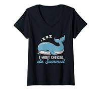 Femme T-Shirt Officiel du Sommeil Baleine Nuit Sarcasme T-Shirt avec Col en V