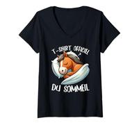 Femme T-Shirt Officiel du Sommeil Cheval Pyjama Nuit Relax T-Shirt avec Col en V