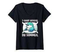 Femme T-Shirt Officiel du Sommeil Colibri Pyjama Nuit Relax T-Shirt avec Col en V