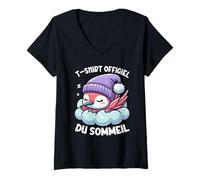 Femme T-Shirt Officiel du Sommeil Colibri Sieste Nuit Paresseux T-Shirt avec Col en V