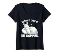 Femme T-Shirt Officiel du Sommeil Lama Nuit Confort Détendue T-Shirt avec Col en V