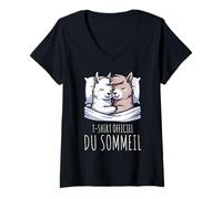 Femme T-Shirt Officiel du Sommeil Lama Nuit Douce Endormie T-Shirt avec Col en V