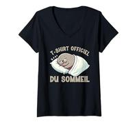 Femme T-Shirt Officiel du Sommeil Lion De Mer Nuit Cocooning T-Shirt avec Col en V