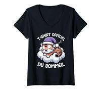 Femme T-Shirt Officiel du Sommeil Tigre Nuit Pyjama Confort T-Shirt avec Col en V