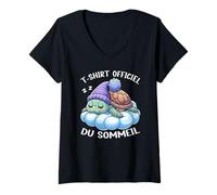 Femme T-Shirt Officiel du Sommeil Tortue De Mer Nuit Paresseuse T-Shirt avec Col en V
