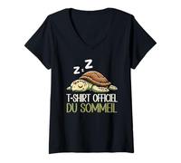 Femme T-Shirt Officiel du Sommeil Tortue De Mer Nuit Rêveuse T-Shirt avec Col en V