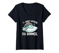 Femme T-Shirt Officiel du Sommeil Tortue de Mer Sieste Sommeil T-Shirt avec Col en V