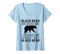 Femme T-Shirt Ours Noir drôle Américain Lover Animal T-Shirt avec Col en V