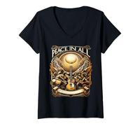 Femme T-shirt Peace in All Spread Peace and Love Humanity's Harmony T-Shirt avec Col en V