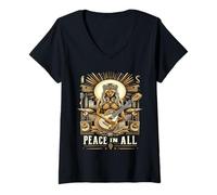 Femme T-shirt Peace in all Unity and Peace Inspire Harmony in Humanity T-Shirt avec Col en V