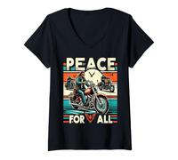 Femme T-Shirt Peace to All Riders Ride for Unity & Brotherhood Freedom T-Shirt avec Col en V