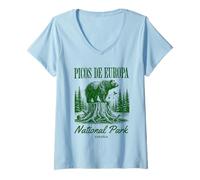 Femme T-Shirt Peaks of Europe National Park Espagne pour Homme Femme Ours T-Shirt avec Col en V