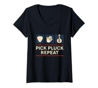 Femme T-Shirt pour Orchestre à Cordes Bluegrass Jam Banjo Picker Folk Musician T-Shirt avec Col en V