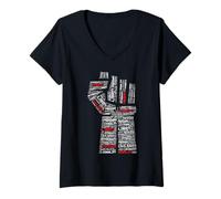 Femme T-Shirt Power Fist pour Les Droits civils, Cadeau de la Marche pour la Justice et la Paix T-Shirt avec Col en V