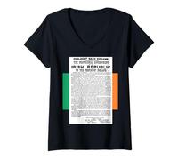 Femme T-shirt Proclamation de la République d'Irlande 1916 T-Shirt avec Col en V