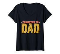 Femme T-Shirt « Promoted to Daddy » pour la première Fois T-Shirt avec Col en V