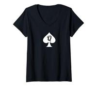 Femme T-shirt QOS Queen of Spades pour femme T-Shirt avec Col en V