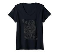 Femme T-Shirt Queen of Diamonds Playing Card T-Shirt avec Col en V