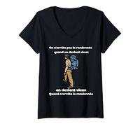 Femme T-Shirt Randonnée Humoristique 'on n'arrête Pas la randonnée T-Shirt avec Col en V