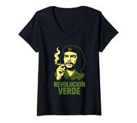 Femme T-shirt Révolution Verte - Design Vintage Graphique et Rebel T-Shirt avec Col en V
