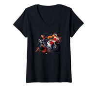 Femme T-Shirt Ride with Passion Cultivating a Lifelong Love for Biking T-Shirt avec Col en V