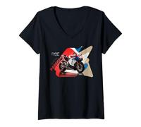 Femme T-Shirt Ride with Passion The Ultimate Adventure on Two Wheels T-Shirt avec Col en V