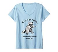 Femme T-Shirt Sarcastique Amusant « If I Ever Get Rabies » T-Shirt avec Col en V