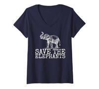 Femme T-Shirt Save The Elephants T-Shirt avec Col en V