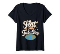 Femme T-Shirt sceptique Flat Earth Believer and Alternative Science T-Shirt avec Col en V