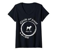 Femme T-Shirt Shar Pei | Shar Pei Circle of Trust Dog T Shirt T-Shirt avec Col en V