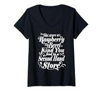 Femme T-Shirt « She Wore A Raspberry Beret » T-Shirt avec Col en V