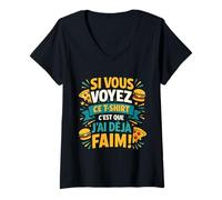 Femme T-Shirt Si Vous voyez ce J'Ai déjà Faim T-Shirt avec Col en V