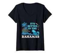 Femme T-Shirt Souvenir It's Better in The Bahamas T-Shirt avec Col en V