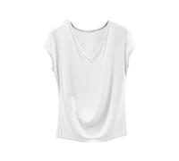 Femme T-Shirt Sport Col V Sportswear sans Manches Couleur Unie Tee Shirt Sport Yoga Fitness Top D’entraînement Port Quotidien Hauts Tunique Casual Loose Vêtements Coupe Amples de Base Shirts