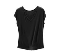 Femme T-Shirt Sport Col V Sportswear sans Manches Couleur Unie Tee Shirt Sport Yoga Fitness Top D’entraînement Port Quotidien Hauts Tunique Casual Loose Vêtements Coupe Amples de Base Shirts