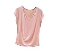 Femme T-Shirt Sport Col V Sportswear sans Manches Couleur Unie Tee Shirt Sport Yoga Fitness Top D’entraînement Port Quotidien Hauts Tunique Casual Loose Vêtements Coupe Amples de Base Shirts