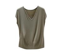 Femme T-Shirt Sport Col V Sportswear sans Manches Couleur Unie Tee Shirt Sport Yoga Fitness Top D’entraînement Port Quotidien Hauts Tunique Casual Loose Vêtements Coupe Amples de Base Shirts